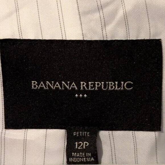 Women's Banana Republic Long & Lean Gray Windowpane Blazer - Sz 12P - Picture 3 of 6